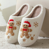 Cute Gingerbread & Snowflake Winter Slippers
