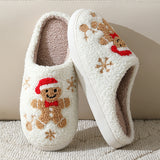 Cute Gingerbread & Snowflake Winter Slippers