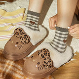 Cozy Hello Kitty Leopard Bow Slippers