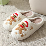 Cute Gingerbread & Snowflake Winter Slippers