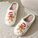 Cute Gingerbread & Snowflake Winter Slippers